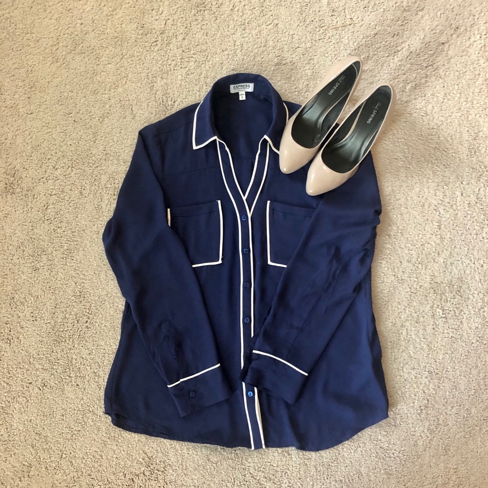 Express Navy Portofino Button Down Shirt